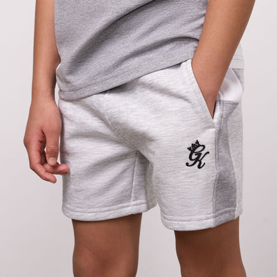 Gym King Younger Kids Contrast Panel Short 6" - Snow Marl/Grey Marl/White