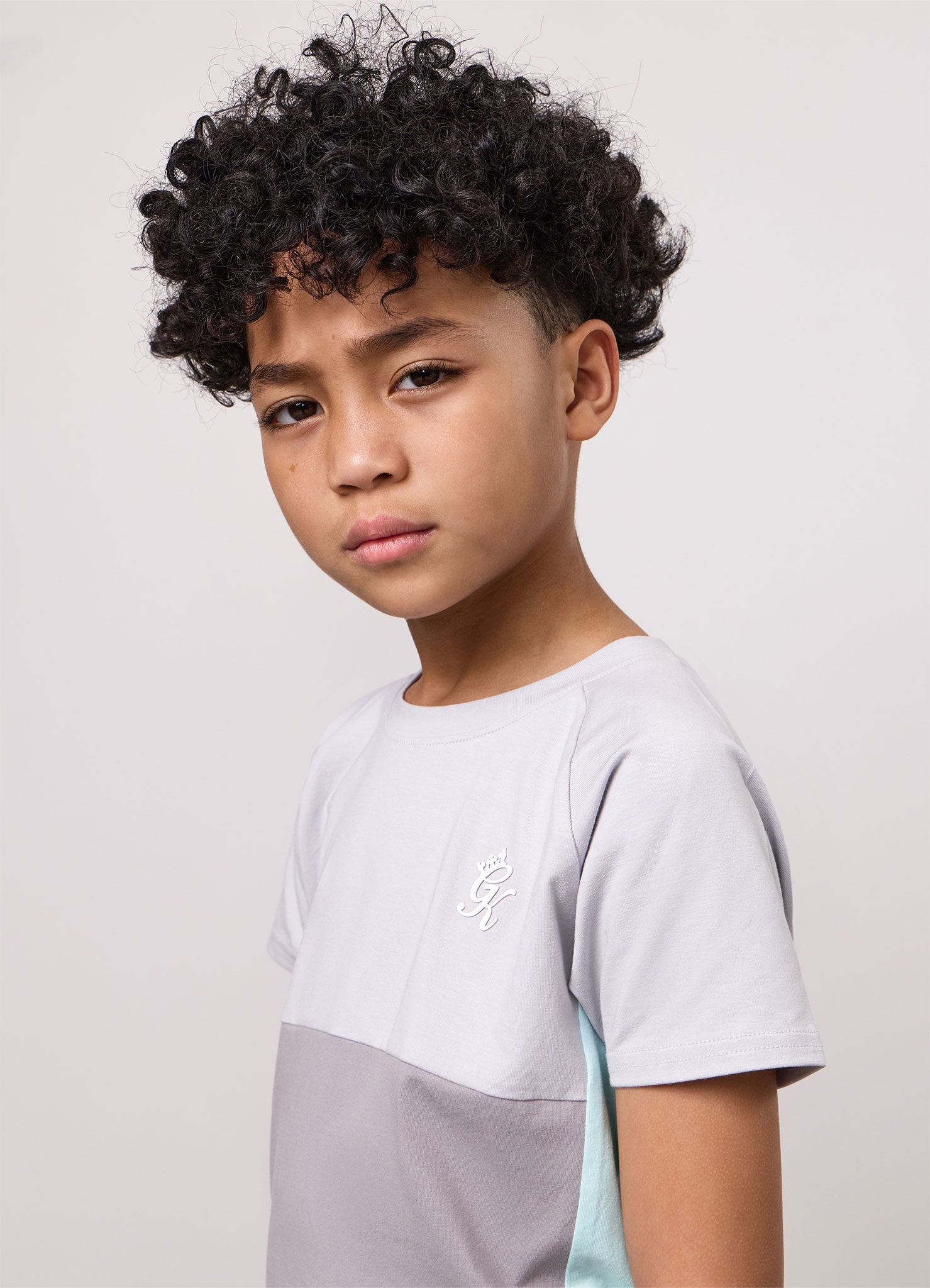 Gym King Older Kids Contrast Panel Tee - Urban Grey/Light Grey/Mint