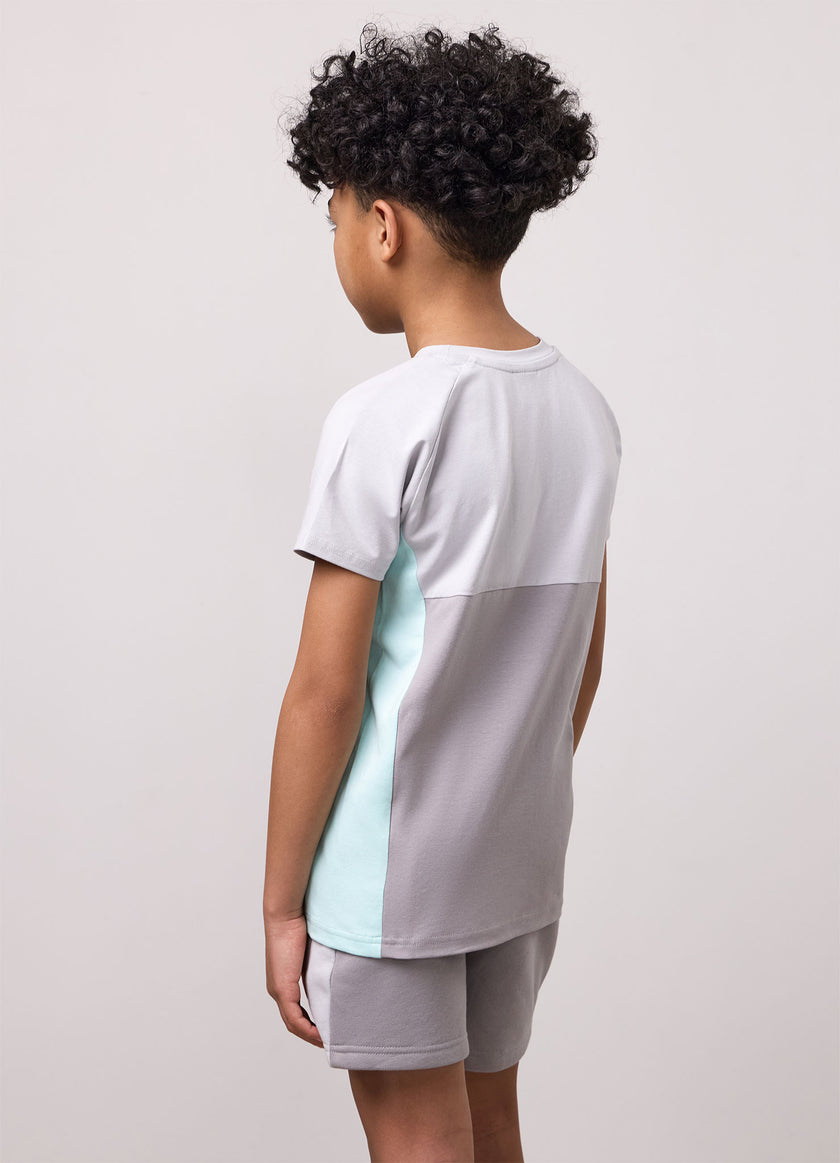 Gym King Older Kids Contrast Panel Tee - Urban Grey/Light Grey/Mint