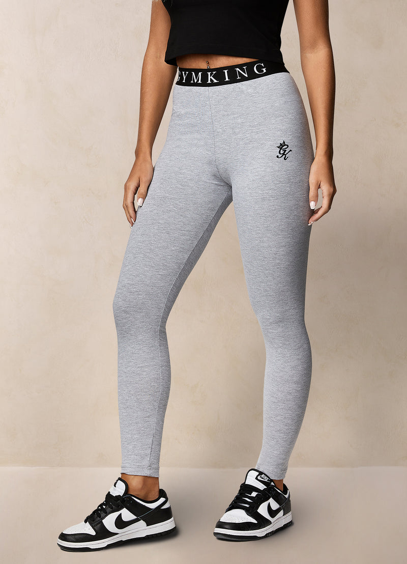 Gym King Linear Tape Legging - Grey Marl