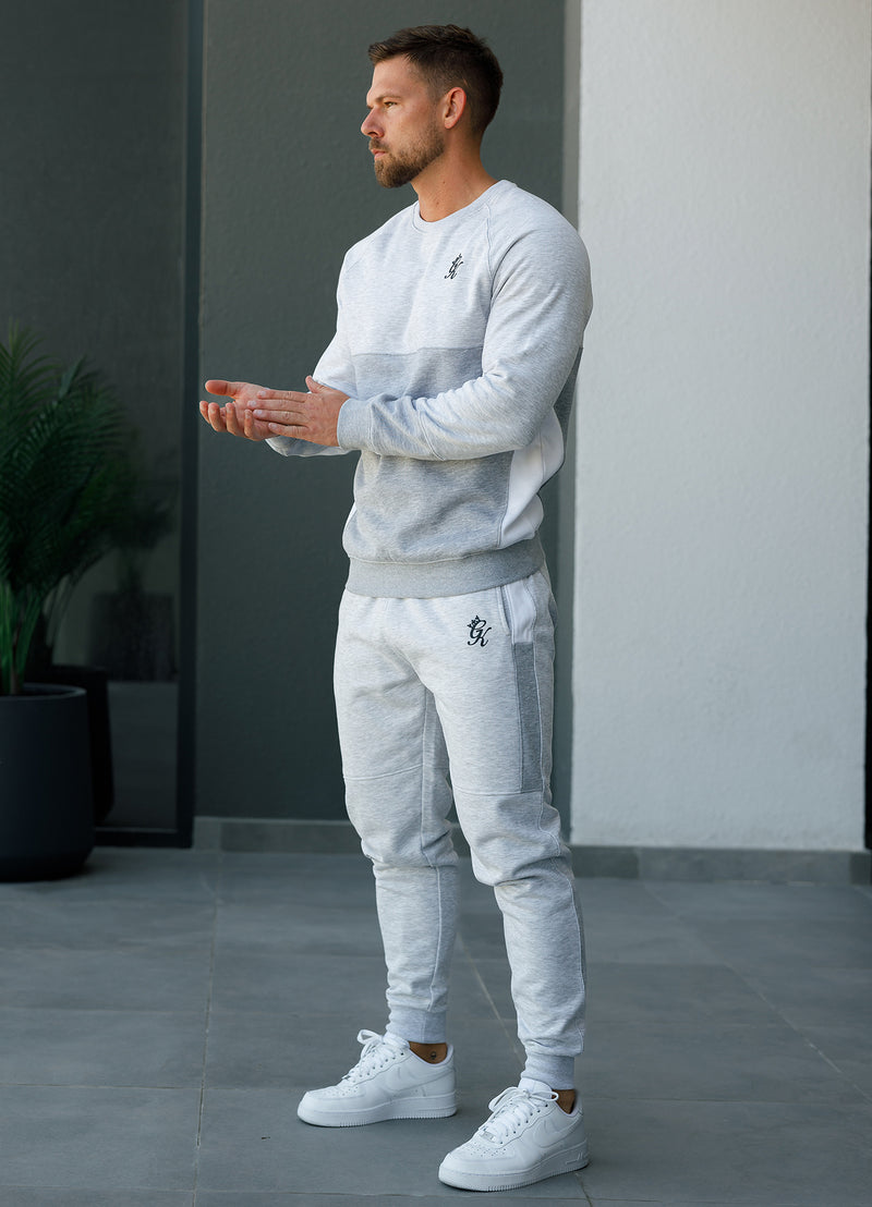 Gym King Minefield Crew Tracksuit - Snow Marl