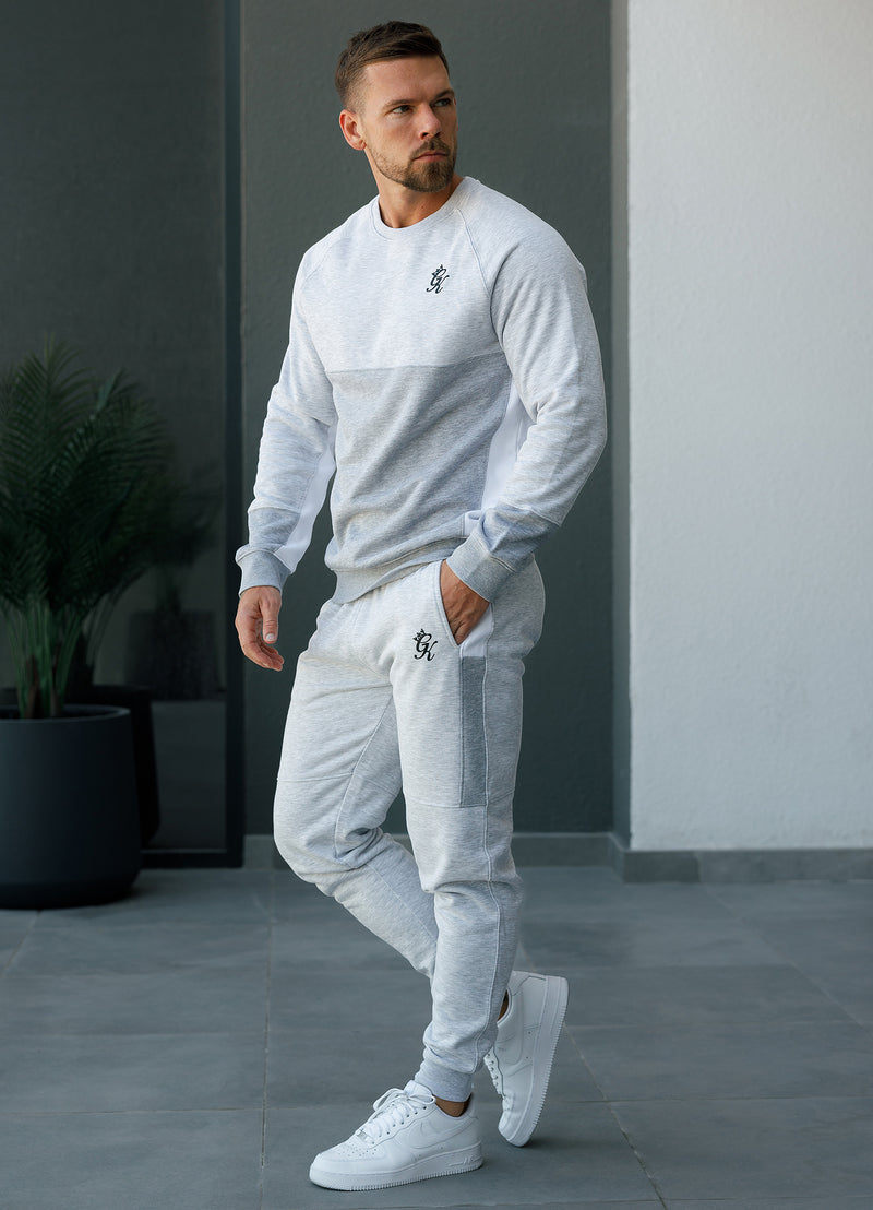 Gym King Minefield Crew Tracksuit - Snow Marl