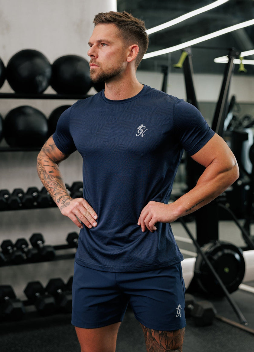 Gym King Geometric Knit 5" Short - Navy