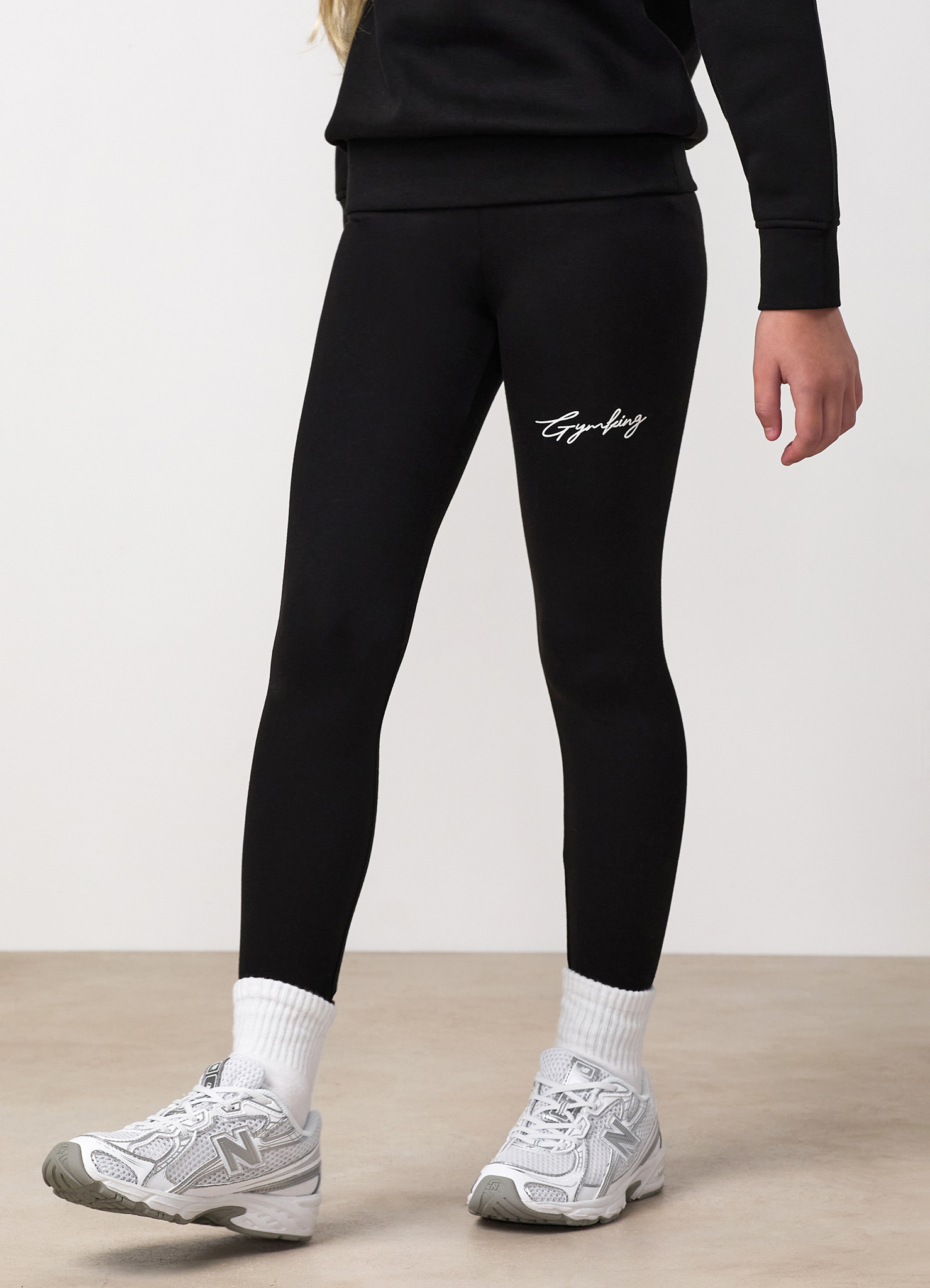 Gym King Older Kids Script Jersey Legging - Black / White