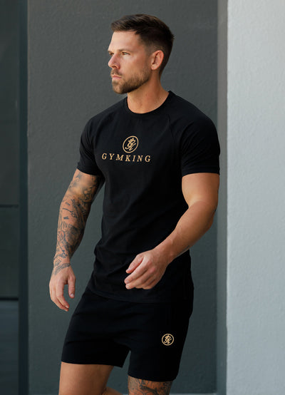 Gym King Pro Logo Jersey Tee - Black/Gold