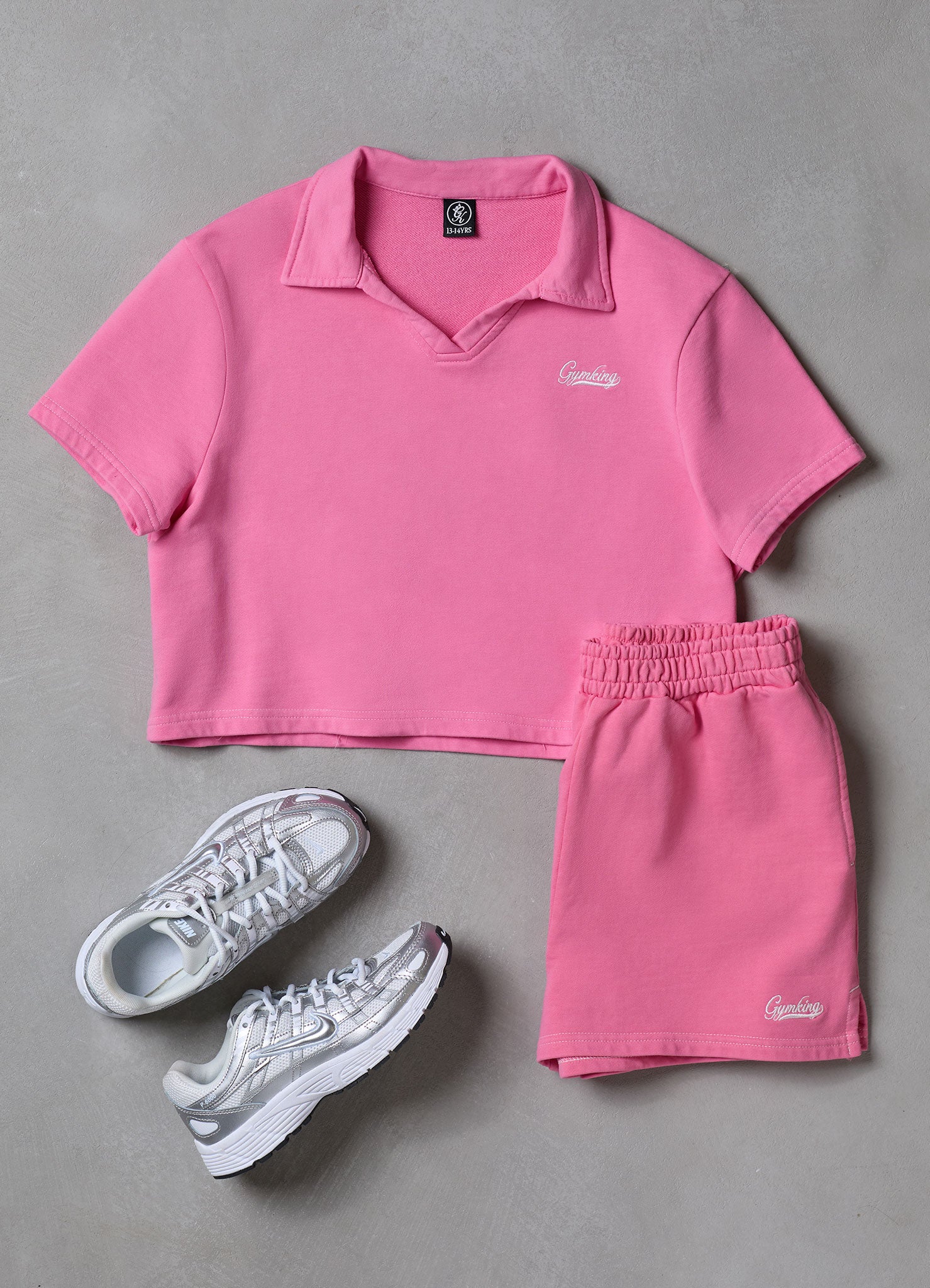 Gym King Younger Kids Haze Loopback Collar Top - Washed Pink
