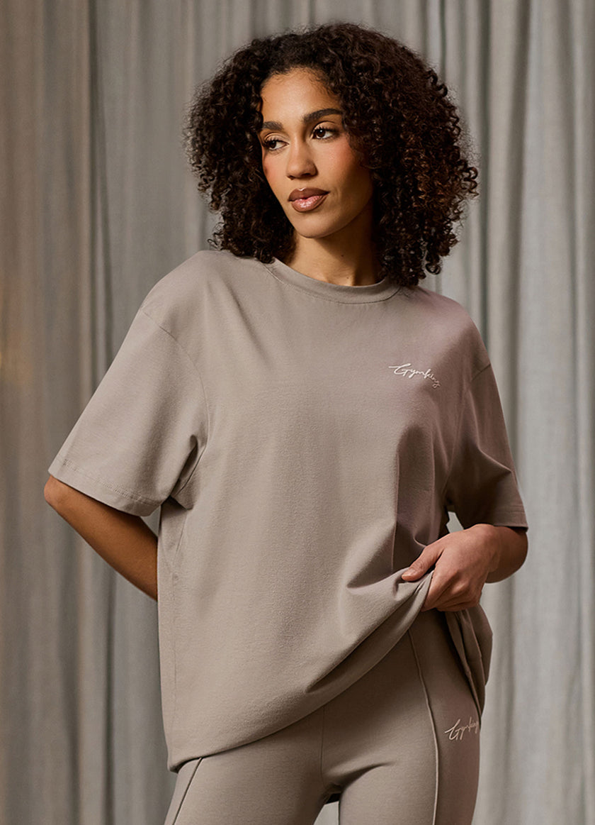 Gym King Poise Boyfriend Tee - Warm Grey
