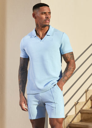 Gym King Signature Texture Polo - Cloud Blue