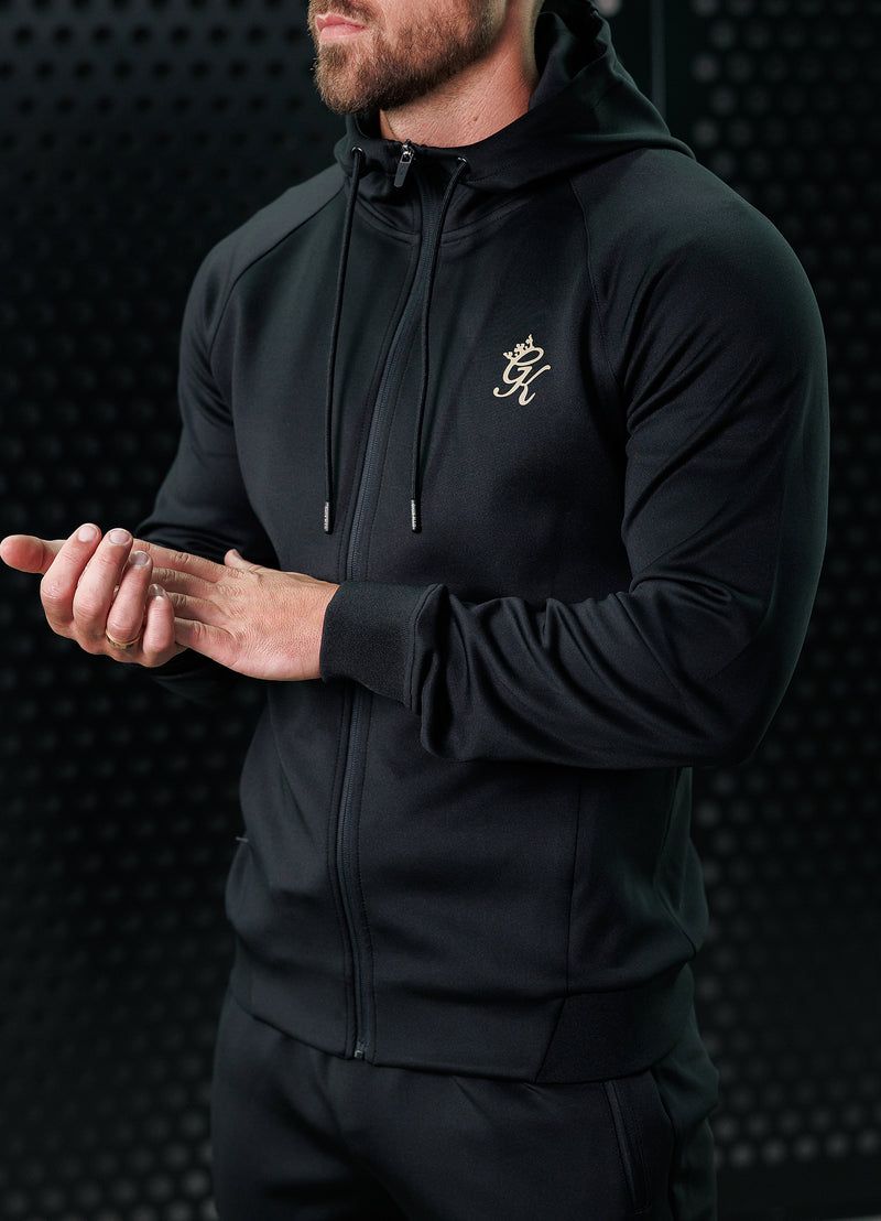 Gym King Full Zip Poly Tracksuit Top - Black/Gold