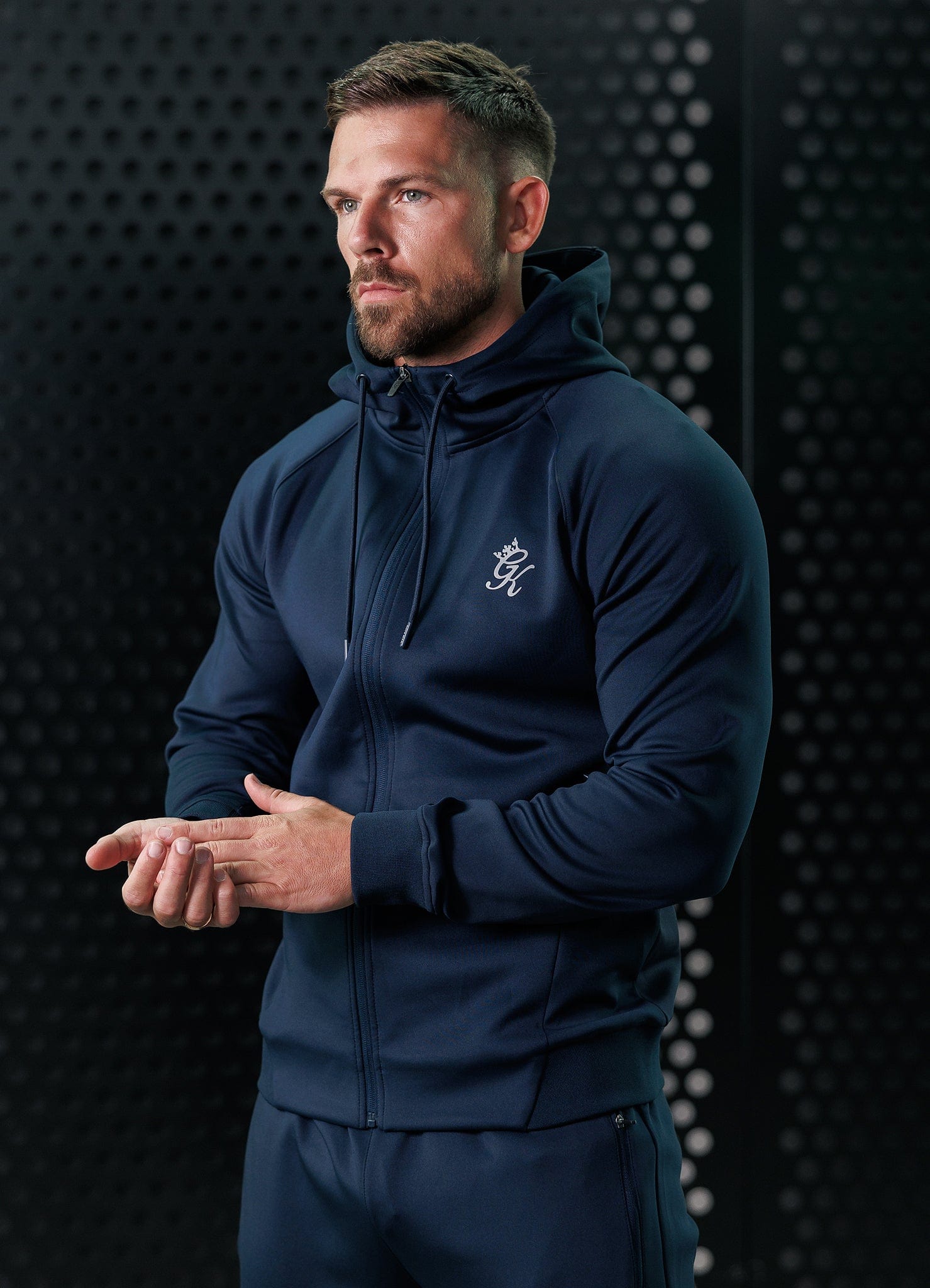 Gym King Full Zip Poly Tracksuit Top Navy M