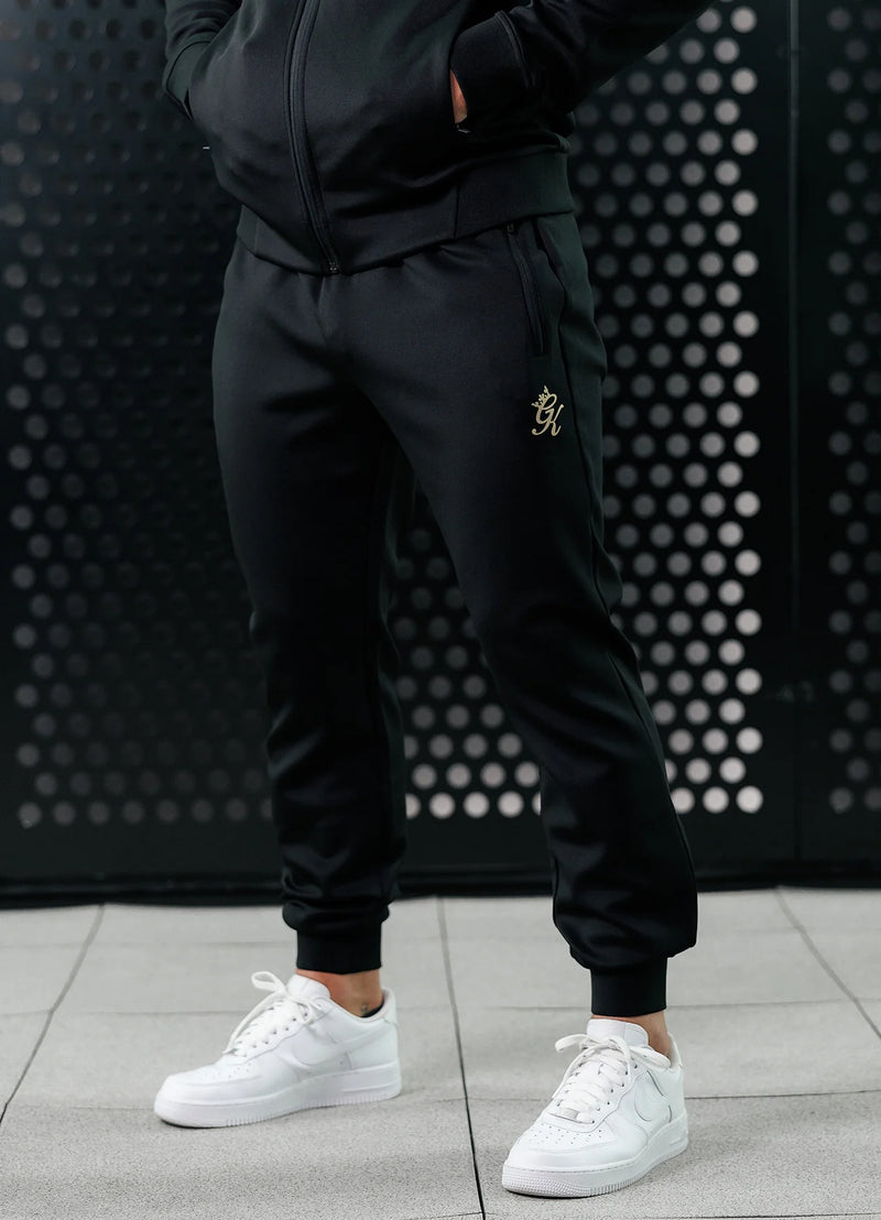 Gym King Full Zip Poly Tracksuit Top - Black/Gold