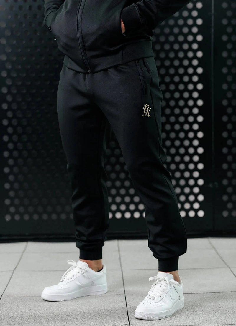 Gym King Full Zip Poly Tracksuit Top Black Gold GYM KING