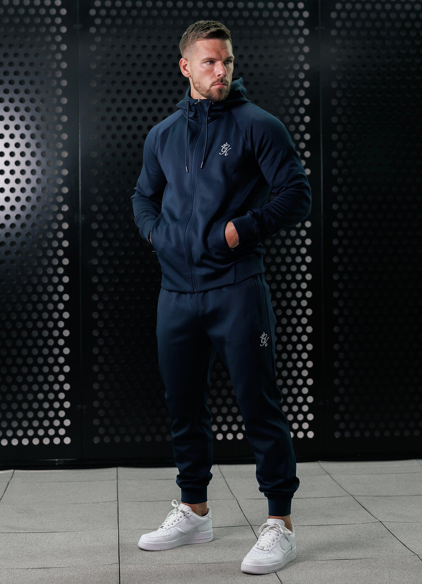 Gym King Full Zip Poly Tracksuit Top Navy M