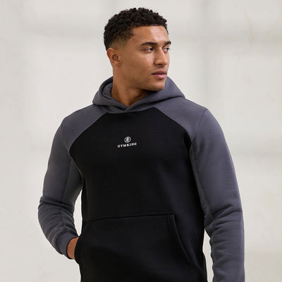 Gym King Power Colour Block Fleece Hoodie - Black/Graphite/Gunmetal Grey
