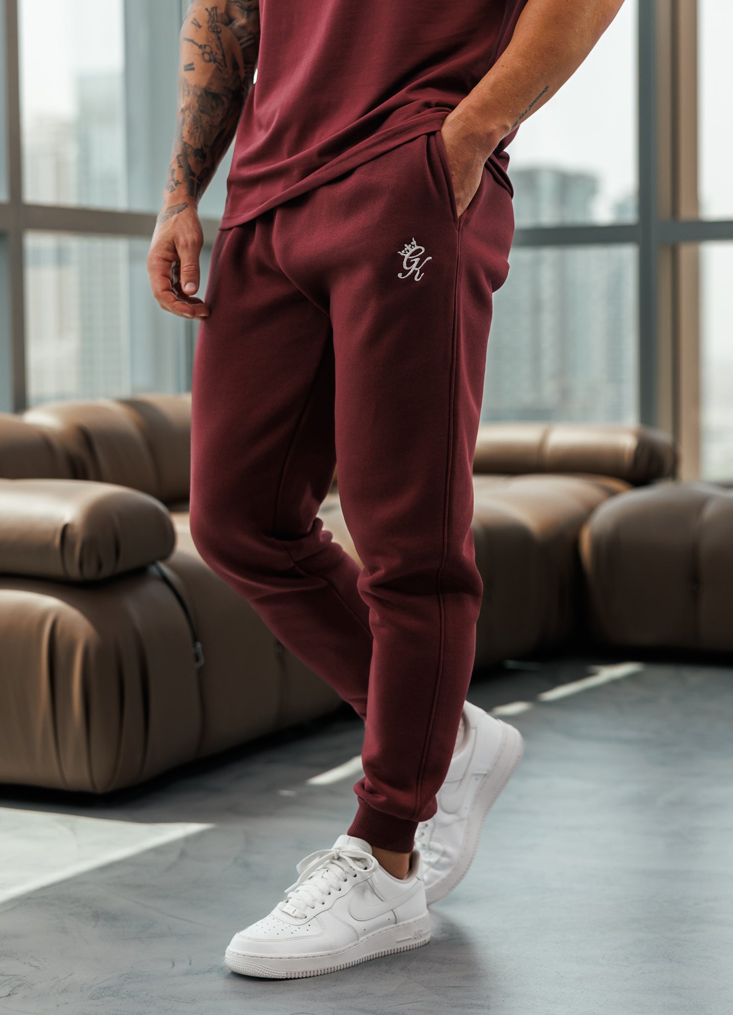 Gym King Fundamental Hood Tracksuit - Burgundy