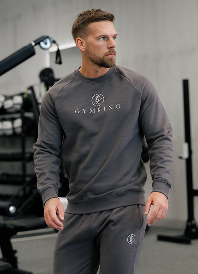 Gym King Pro Logo Fleece Crew - Onyx Grey