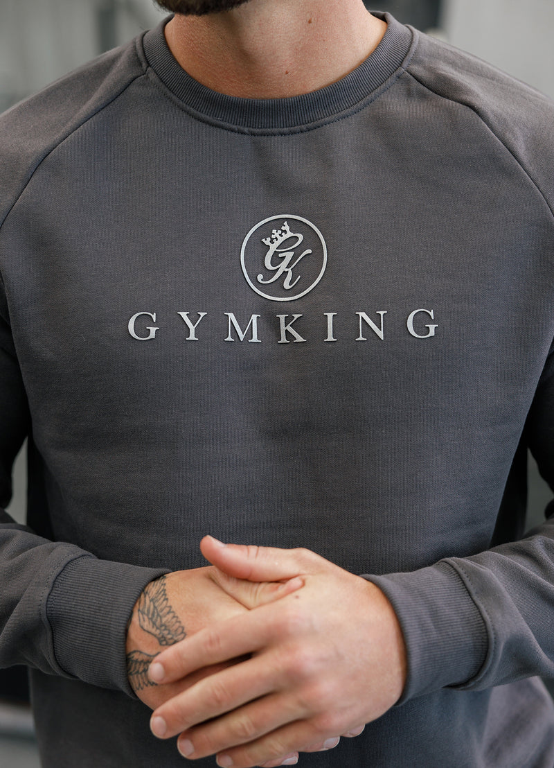 Gym King Pro Logo Fleece Crew - Onyx Grey