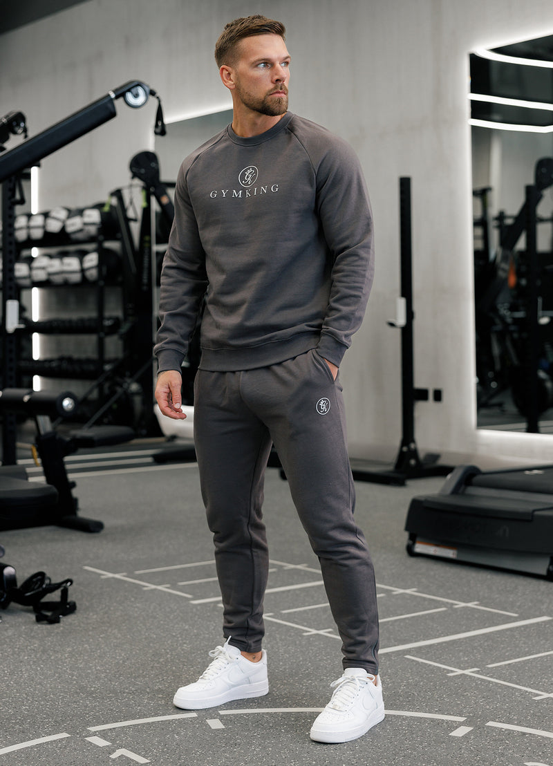 Gym King Pro Logo Fleece Crew - Onyx Grey