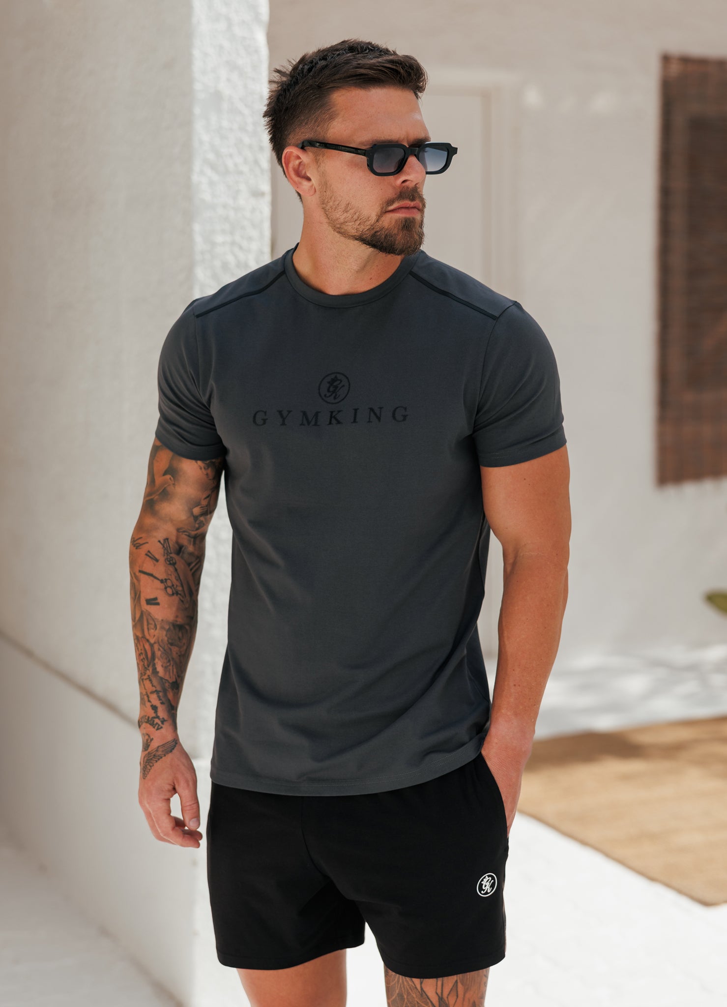 Gym King Pro Logo V2 Jersey Tee - Dark Pewter