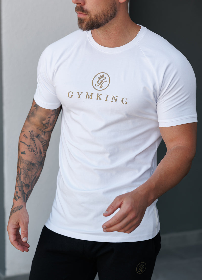 Gym King Pro Logo Tee - White/Gold