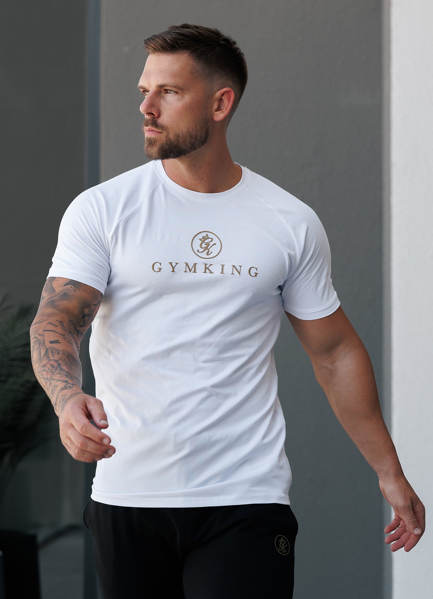 Gym King Pro Tee - White/Gold