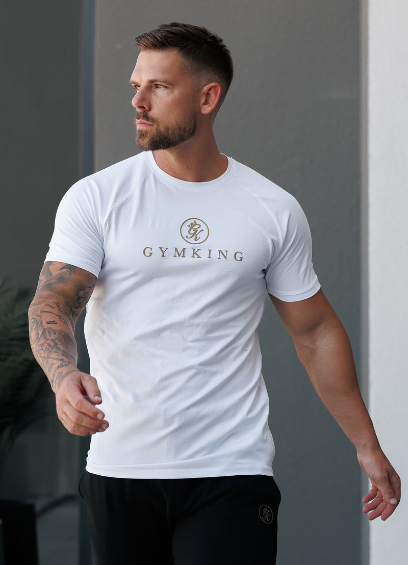 Gym King Pro Logo Tee - White/Gold