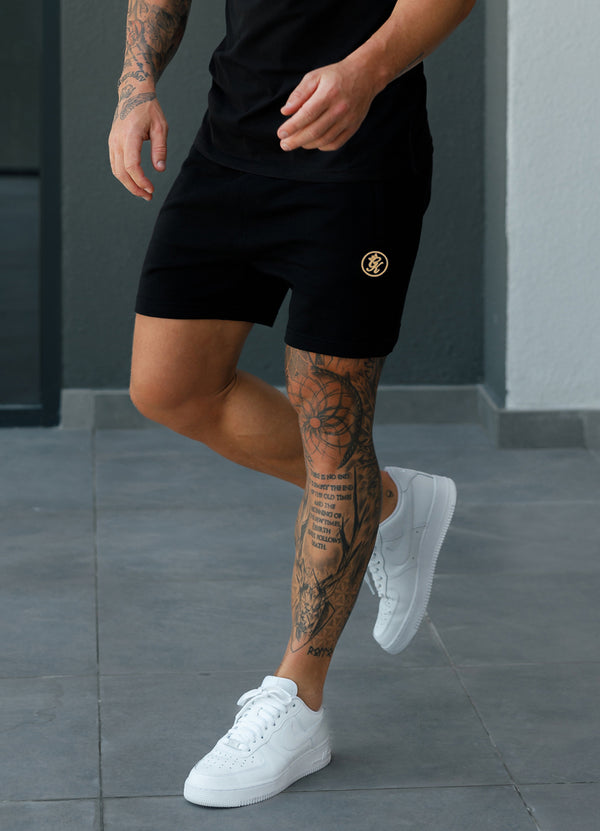 Gym King Pro Logo Jersey Short - Black/Gold