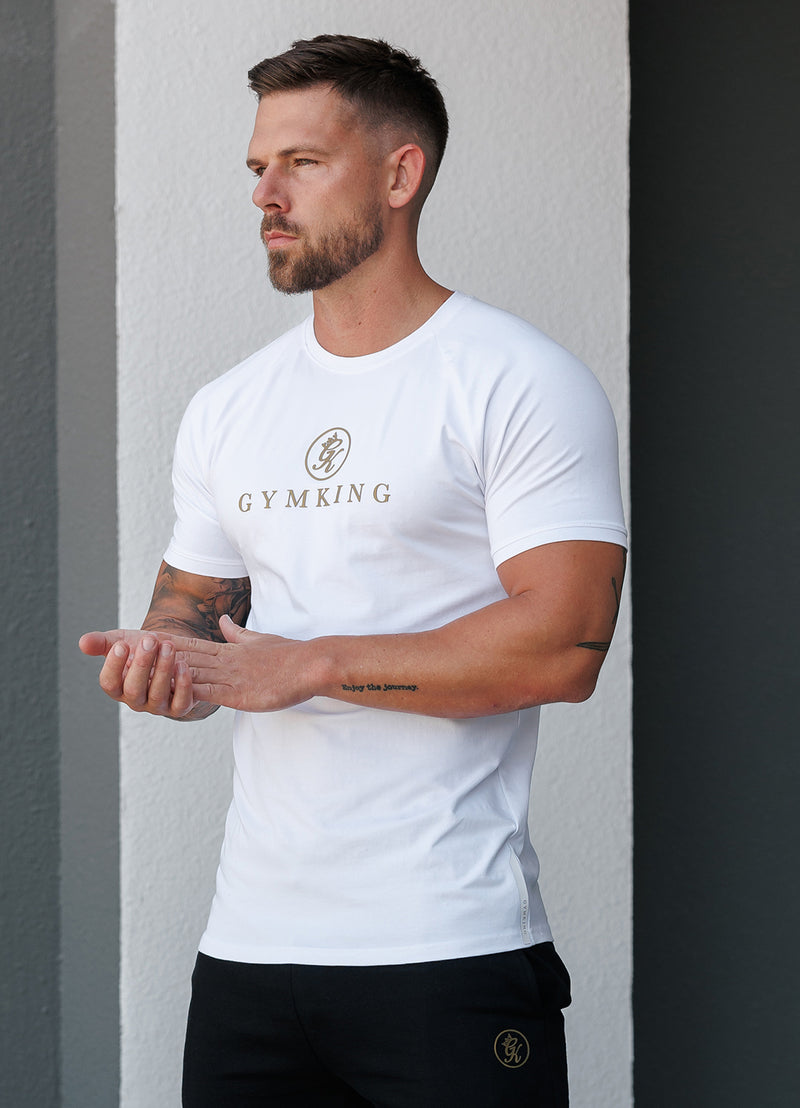 Gym King Pro Logo Tee - White/Gold