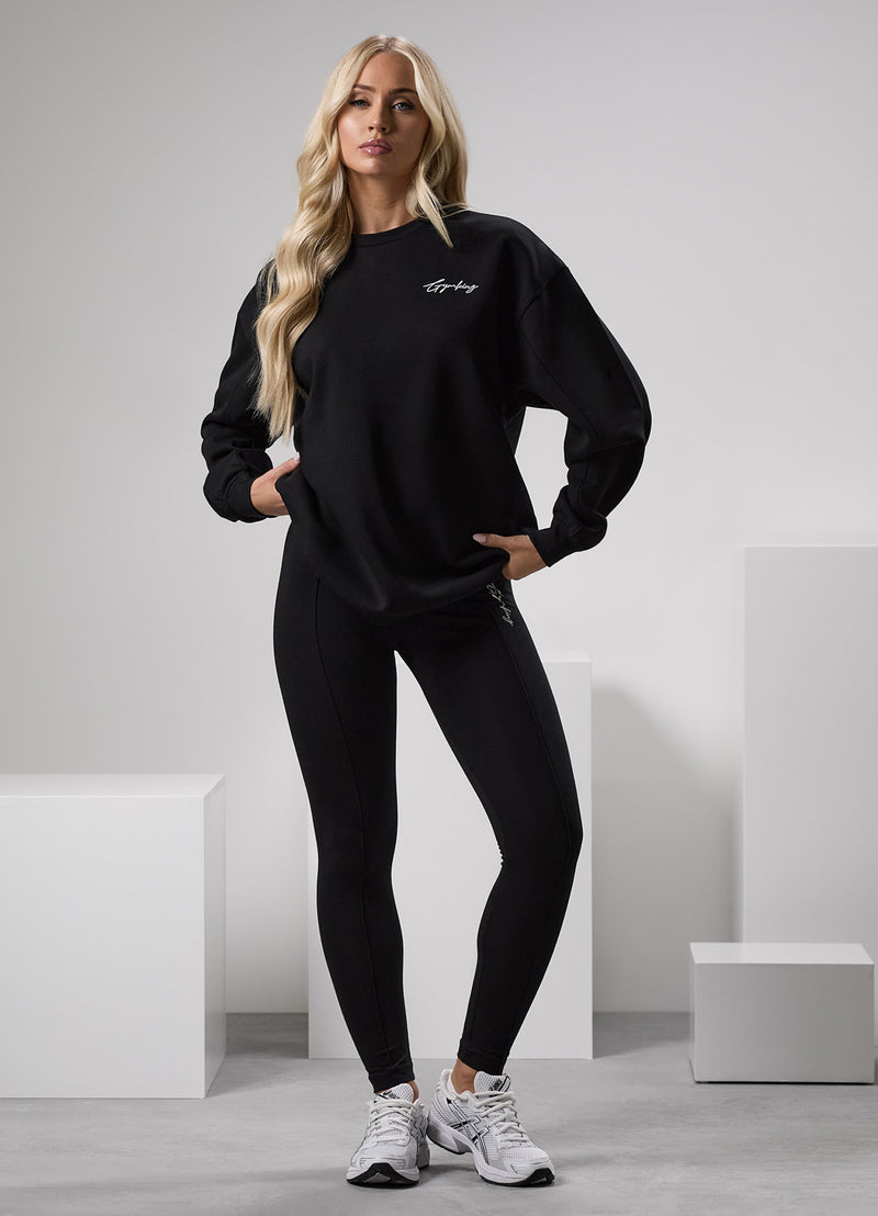 Gym King Reset Oversized Fleece Crew - Black