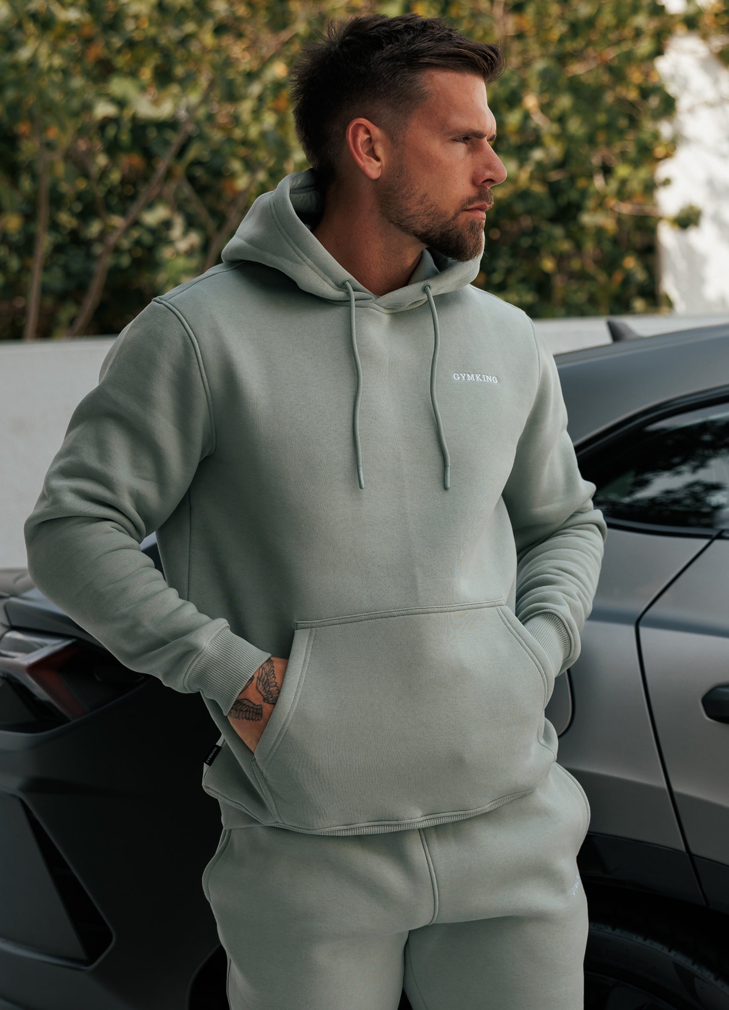 Gym King Fundamental Linear Hoodie - Urban Sage