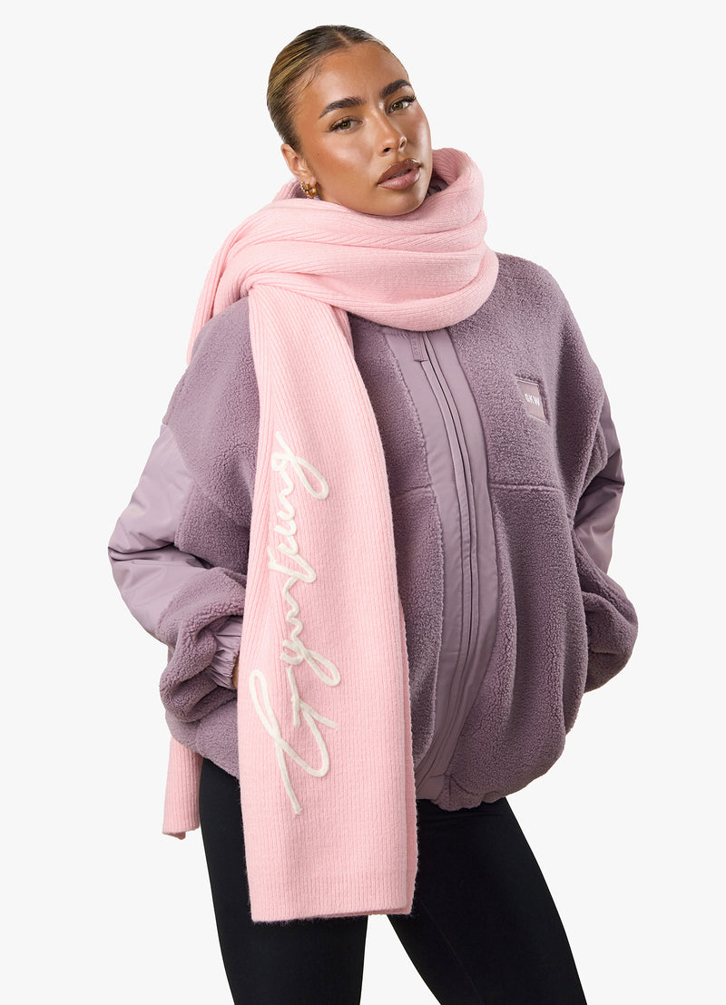 Gym King Script Rib Knit Scarf - Candy Pink