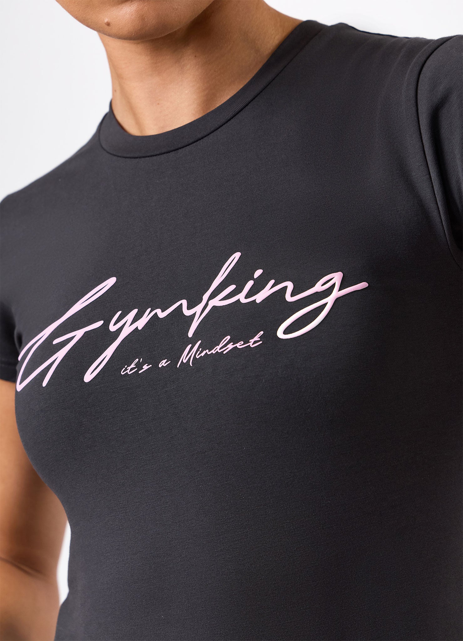 Gym King Script Mindset Jersey Tee - Dark Pewter