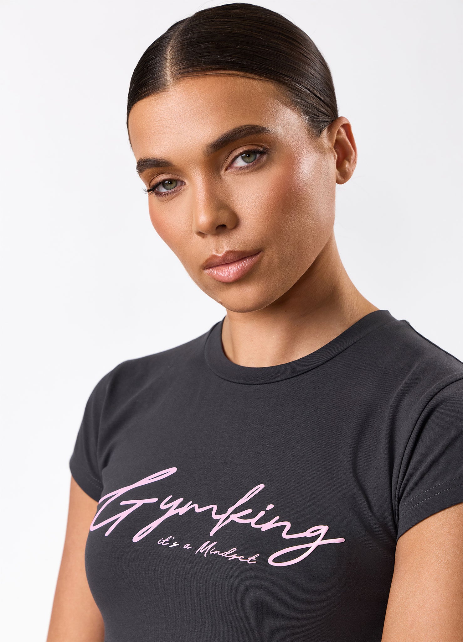 Gym King Script Mindset Jersey Tee - Dark Pewter