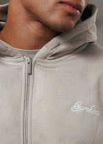 Gym King Script Relaxed Fit Hood Tracksuit - Light Sand