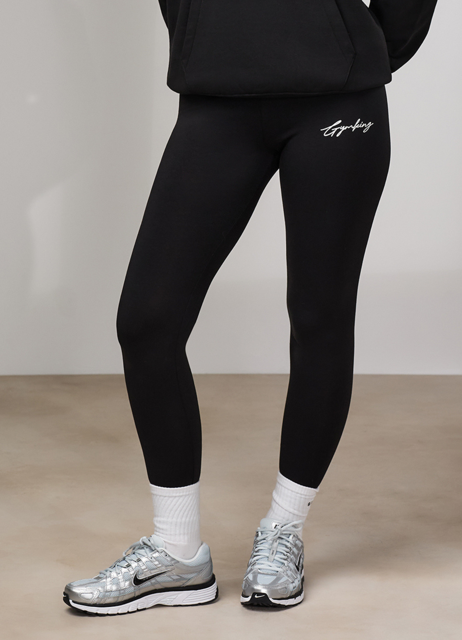 Gym King Script Jersey Legging - Black/White