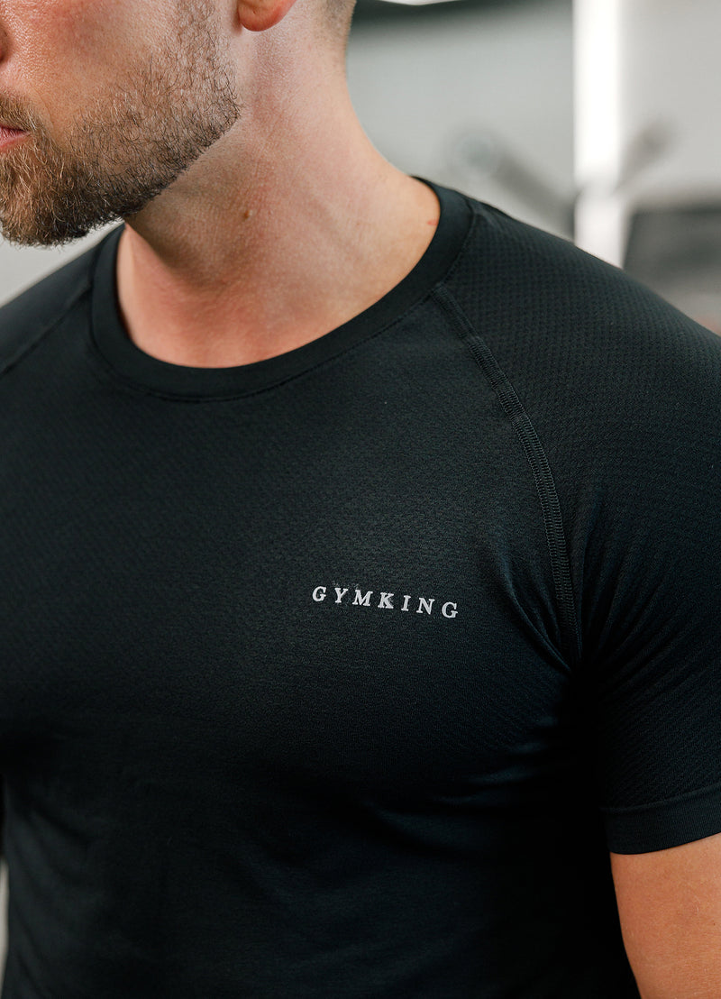 Gym King Seamless Tee - Black