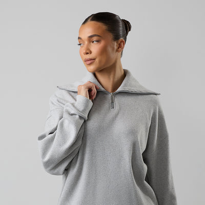 Gym King Serenity Rib High Neck Funnel - Grey Marl