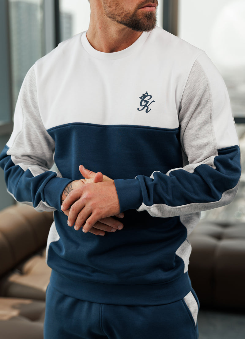 Gym King Contrast Panel Crew - Moonlight Blue/Snow Marl