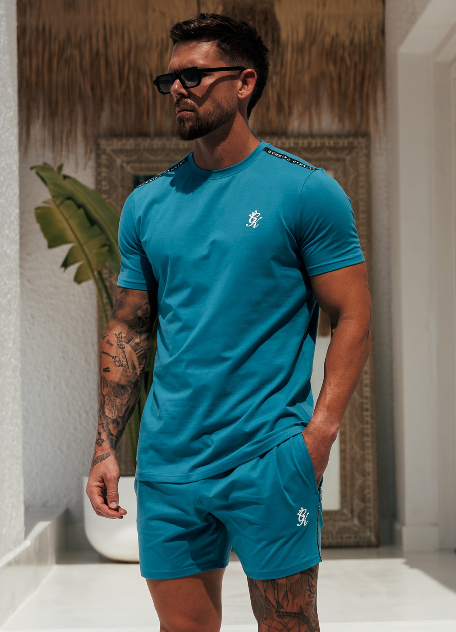 Gym King Taped Jersey Tee - Harbour Teal