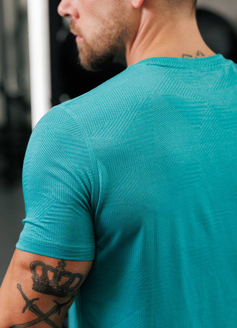 Gym King Geometric Knit Tee - Ultra Marine Green