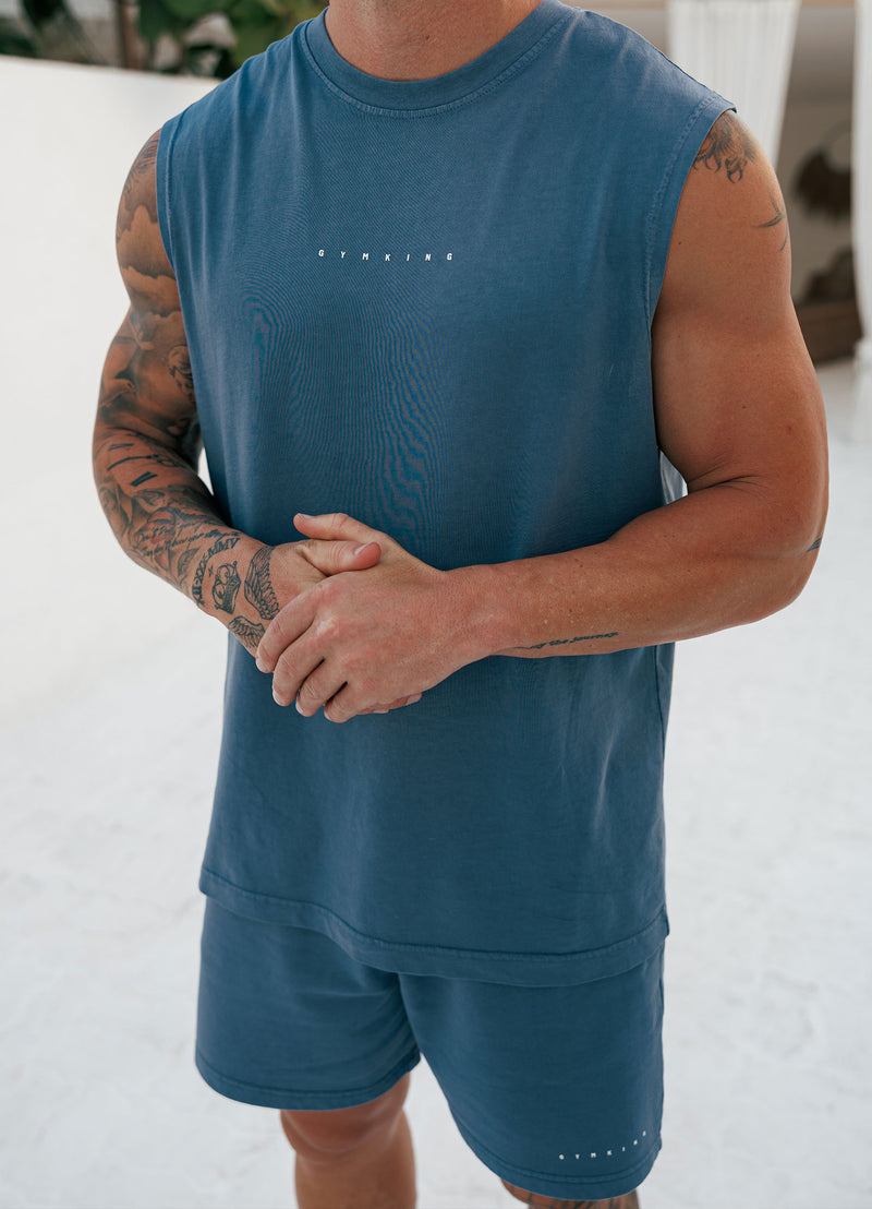 Gym King Purpose Washed Vest - Deep Indigo