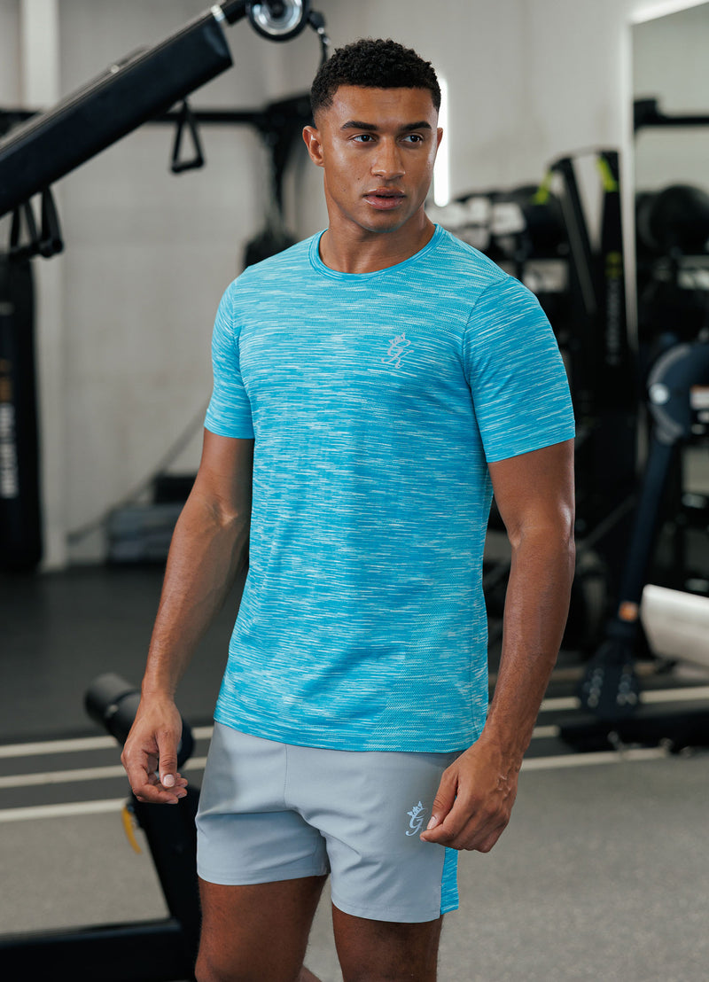 Gym King Energy Seamless Space Dye Tee - Ocean Blue Multi