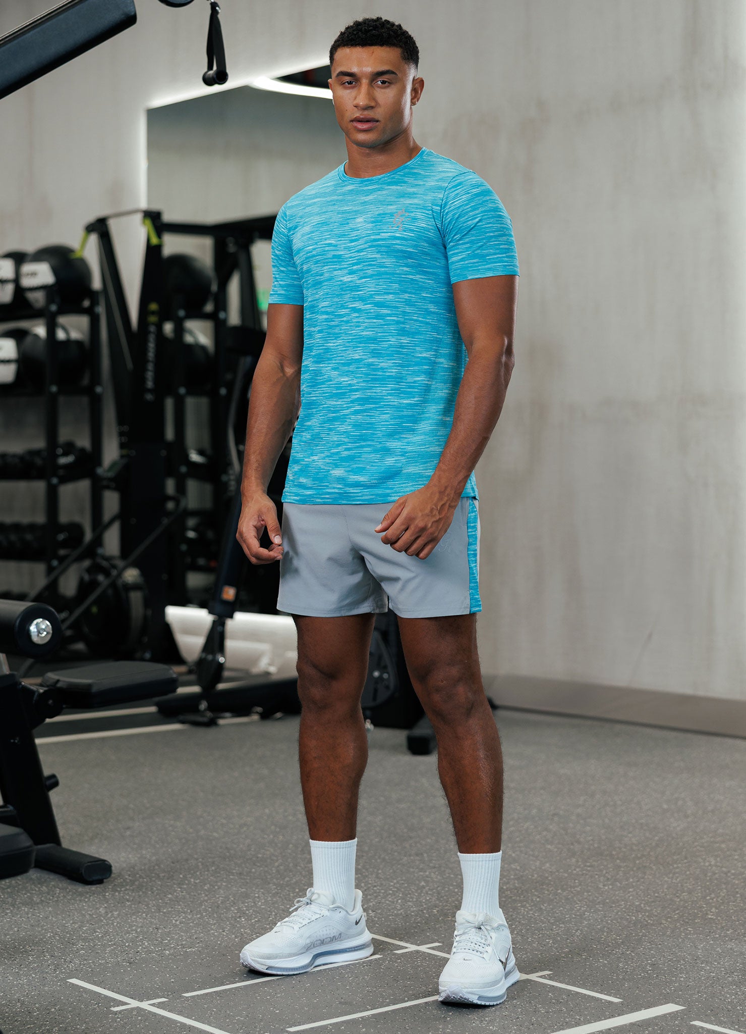 Gym King Energy Seamless Space Dye Tee - Ocean Blue Multi