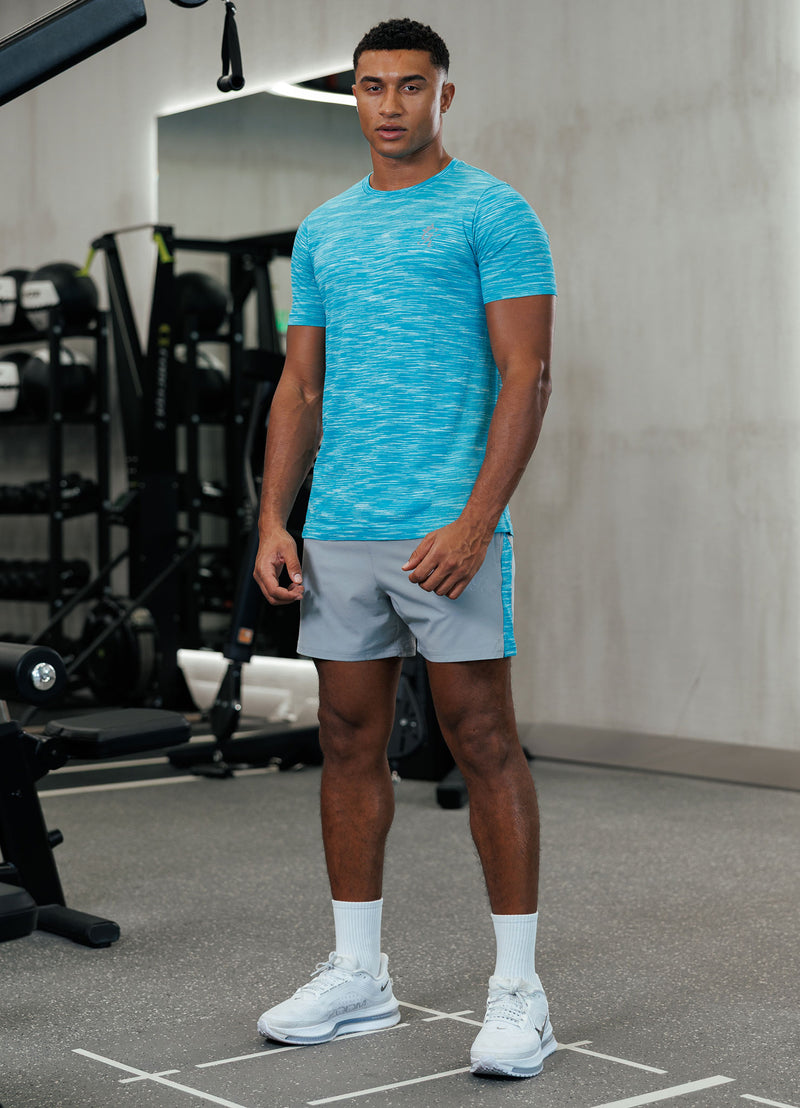 Gym King Energy Seamless Space Dye Tee - Ocean Blue Multi