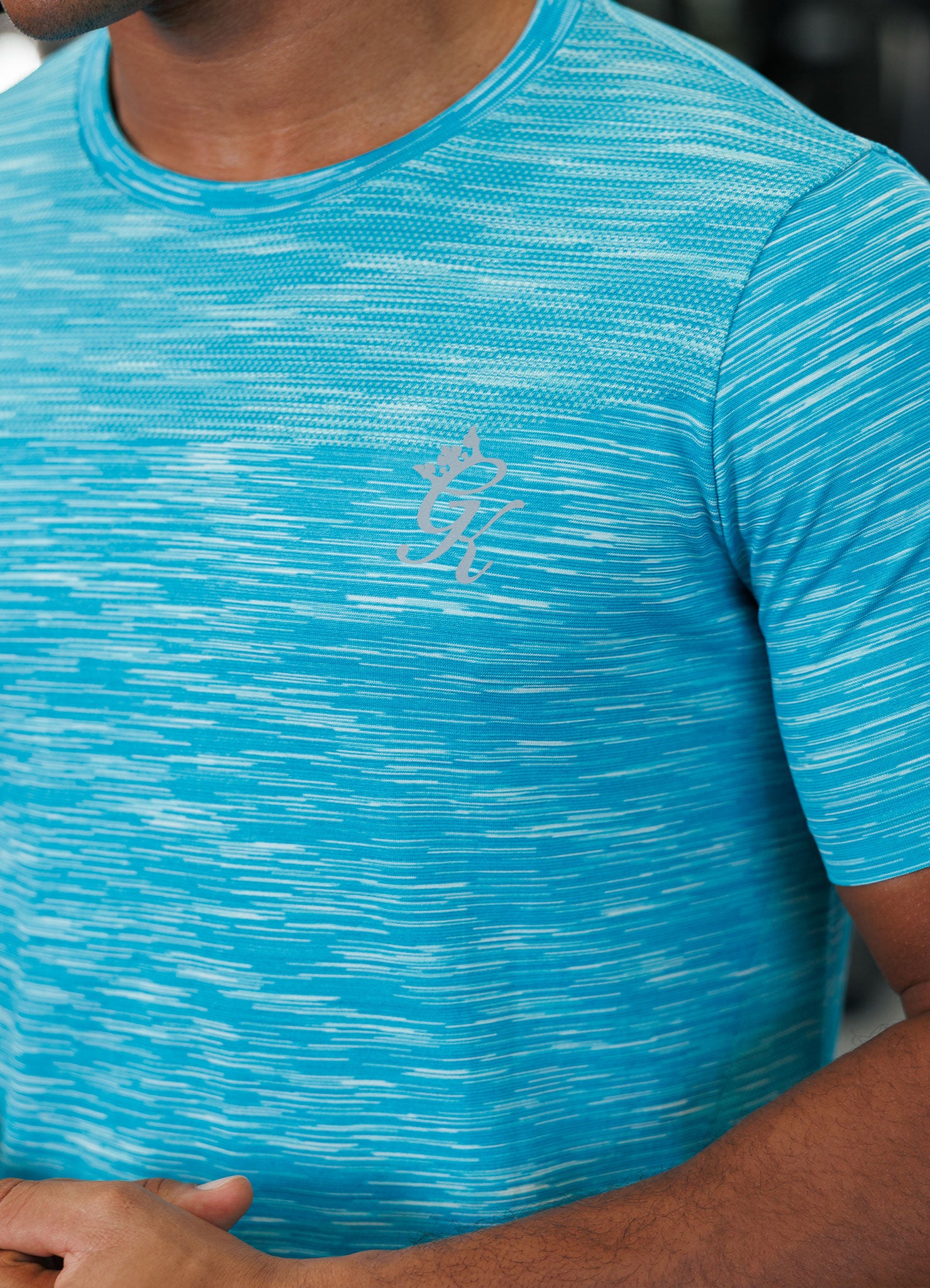 Gym King Energy Seamless Space Dye Tee - Ocean Blue Multi