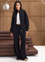 Gym King Waffle Full Zip Tracksuit - Black