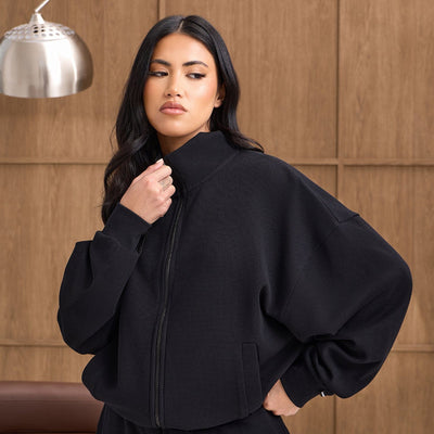 Gym King Waffle Full Zip Funnel - Black