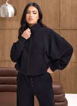 Gym King Waffle Full Zip Tracksuit - Black