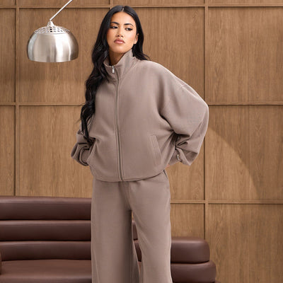 Gym King Waffle Full Zip Tracksuit - Truffle