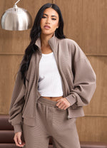 Gym King Waffle Full Zip Tracksuit - Truffle